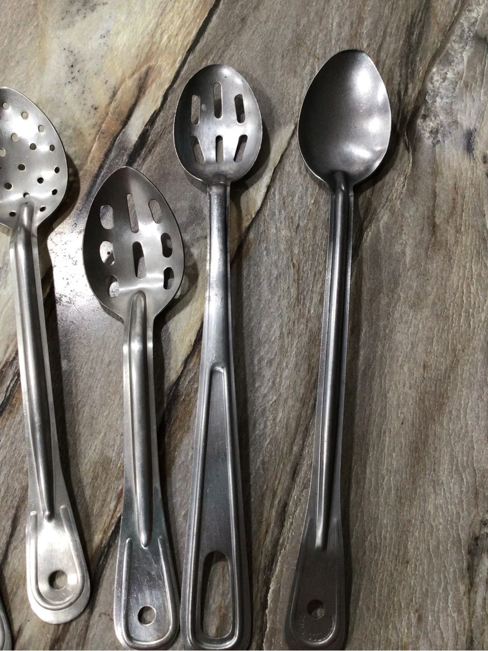 Set of 5 Vintage Stainless Steel Serving Spoons AP-1033 AP-1015 Japan #821 Korea